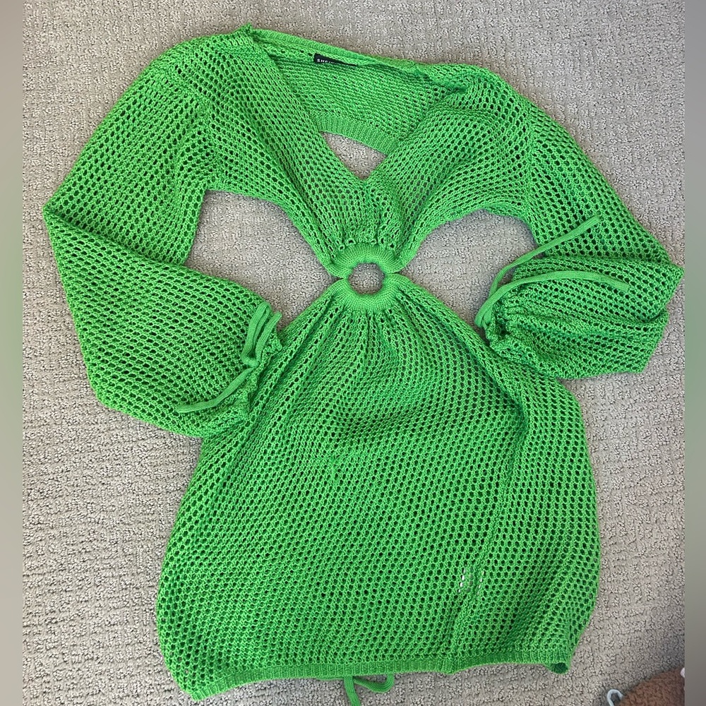 green knit coverup